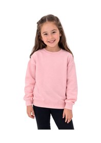 Resim Kız Çocuk Basic Düz Pudra Renk Fırçalı %100 Pamuk Sweatshirt Pudra 
