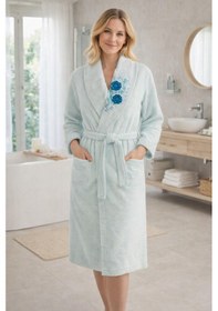 Resim Özdilek Aster Papatya Aile Bornoz Seti Mint-krem Renkli 