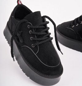 Resim Muggo KOZMOS Kalın Taban Bağcıklı Yıldız Detaylı Kadın Kışlık Sneaker Spor Ayakkabı 