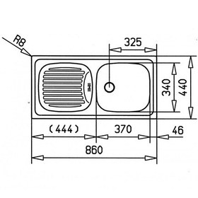 Resim Teka Ebm 45 Sağ Damlalıklı Paslanmaz Çelik Eviye 