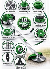 Resim Dragro German Drg-10 + Yan Tipi Benzinli Ot Çalı Çim Biçme Tırpanı + Full Set Hediyeli Y 