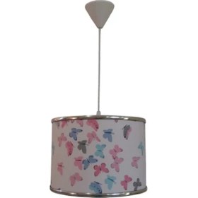 Resim Onay Kelebekli 2.li Set M-483 Kumaş Kaplama Yatak Odası Genç ve Çocuk Odası Avize ve Abajur Takımı 