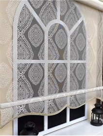 Resim Çift Mekanizmalı Bej Tül Perde Ve Ekru Stor Perde Stb45240-v109 