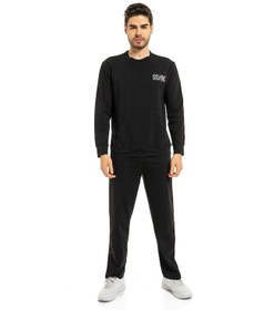 Resim Vishenka Erkek Ac Dc Rock Baskılı Kanguru Cepli Eşofman Takımı 