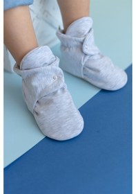 Resim Organik Pamuk Kaydırmaz Taban Çıtçıtlı Melanj Panduf Gri Melanj 