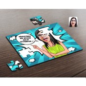 Resim Kişiye Özel Kadın Kolay Yetişmiyor Karikatürlü Ahşap Puzzle-5 