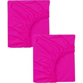 Resim 2 Adet Pamuklu Ve Lastikli 60 X 120 Cm Penye Bebek Çarşaf-fuşya 