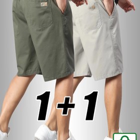 Resim 2 adet Erkek Casual Kargo Şort, %100 Pamuk, Bej & Kahverengi, Bağcıklı Bel, Çoklu Cep, Nefes Alabilir Konfor, 5 İnç Uzunluk, Günlük Giyim, Partiler, Tarihler ve Açık Hava Eğlenceleri için İdeal, Parti Kıyafeti | Rahat Fit Şort | Dayanıklı Kumaş 