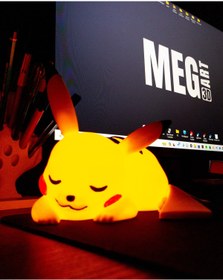 Resim Megart Uyuyan Pikachu şeklinde taşınabilir masa lambası, sevimli ve kullanışlı dekoratif aydınlatma 