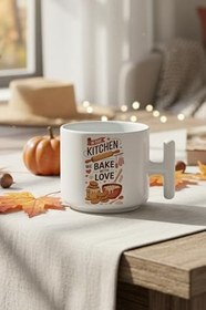 Resim In This Kitchen Baskılı Hediyelik T Kulplu Latte Fincanı Kupa Bardak, QB1L8124 