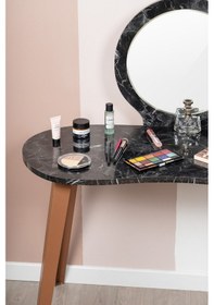 Resim Eva Makyaj Masası Aynalı Makyaj Masası Siyah Şifonyer Rose 