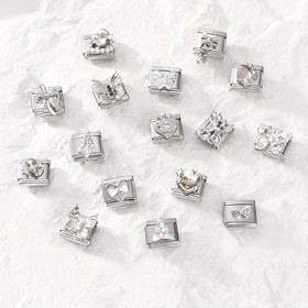 Resim 1 adet Gümüş Tarzı Yaratıcı Çok Yönlü Kalp Fiyonk Ok Çilek Ay Elemanı Moda Tasarım DIY Aksesuarlar, Zarif DIY Bilezik Kolye Yüzük Halhal, Herkes İçin Uygun Tekli Montaj Edilmemiş 