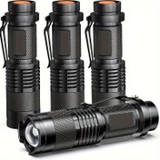 Resim 4'lü/1'li LED Mini El Feneri, Ayarlanabilir 3 Modlu Kampçılık Yürüyüş ve Açık Hava İşleri İçin Taktiksel El Feneri (Pil Dahil Değildir) 