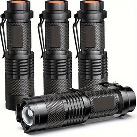 Resim 4'lü/1'li LED Mini El Feneri, Ayarlanabilir 3 Modlu Kampçılık Yürüyüş ve Açık Hava İşleri İçin Taktiksel El Feneri (Pil Dahil Değildir) 