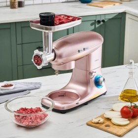 Resim Karaca Multichef Stand Mikser 6 Kademeli Hız Ayarı Balon Çırpıcı Düz Karıştırıcı Hamur Kancası Mutfak Şefi 1900W 5,5 Lt (Kıyma Çekme /sucuk-Sosis/içli Köfte Aparatlı) 