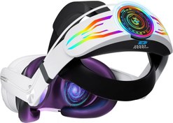 Resim Geekera Meta Quest 3 ve 3S İçin 10000mAh Pilli RGB Işıklı Konforlu Kafa Bandı 