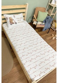 Resim Organik Tek Kişilik Lastikli Çarşaf Seti - Minik Gezgin Renkli 