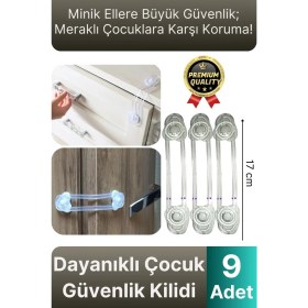 Resim Svein Yeni Ayarlanabilir Dolap Çekmece Kapağı Koruma Aparatı Bebek Çocuk Güvenlik Kilidi 9 Adet 17 cm 