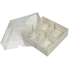 Resim Asetat Kapaklı Karton Kutu 12X12X3 Cm 4 Bölmeli Kutu 10 Adet B 