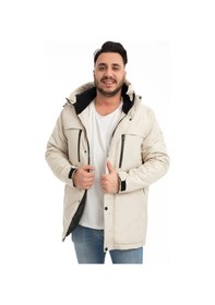 Resim Erkek Taş Içi Polarlı Kürklü Su Ve Rüzgar Geçirmez Kapüşonlu Kışlık Mont & Kaban & Parka Taş 