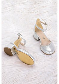 Resim Kiko Kids 771 Taşlı Kız Çocuk 5 Cm Topuklu Sandalet Ayakkabı Gümüş 001 