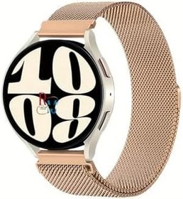 Resim Samsung Galaxy Watch 5 Pro 45 mm ile Uyumlu Kordon Güçlü Mıknatıs 20 mm Metal Hasır Kordon Rose Gold 