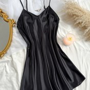 Resim Kadınlar İçin Şık V Yaka Dantel Detaylı Kolsuz Gecelik - Seksi Sırt Açık Uyku Elbisesi, Pürüzsüz Siluetli, Makinede Yıkanabilir Tüm Mevsimler İçin Saf Beyaz Esnek Olmayan Kumaş, Düğün ve Özel Günler İçin - Yetişkin Kadın Modası 