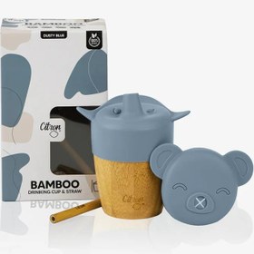 Resim Citron 2'si 1 Arada Kapaklı ve Pipetli Organik Bambu Alıştırma Bardağı - Blue 1073636 