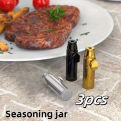 Resim 3 adet Alüminyum Taşınabilir Mini Baharat Kavanozları - Metalik Bitişli, Sızdırmaz Seyahat Kaşıkları, Yolda Pişirme İçin Kompakt ve Dayanıklı, Baharat Kavanozları 