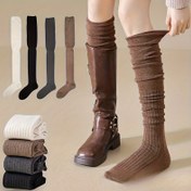 Resim 4 Çift Kadın Diz Üstü Çorap - Yüksek Esneklik İnce Uzun Katmanlı Tek Renk Patchwork Tasarım, Makinede Yıkanabilir & Kuru Temizlenebilir, Çok Yönlü Giyim Aksesuarı, Şık Çorap Deseni, Yüksek Esneklik Malzeme 