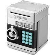 Resim Paraları Otomatik Sarar Ve Parolalı Mini Atm Tasarım Para Kazan, Çocuklar İçin Pratik Ve Güvenli Saklama Kutusu Gümüş 