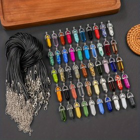 Resim 100 adet Altıgen Taklit Taş Çok Renkli Kolye Seti, Siyah Deri Kolye Zinciri ile Karışık, DIY- Kolye Bilezik Küpe Yapımı, Günlük Giyim ve Partiler, Tatil Hediyeleri Rando 