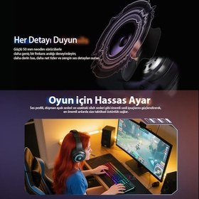Resim QCY HeroaD V200 RGB 7.1 Kablolu Gaming Oyuncu Kulaklığı 