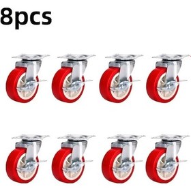 Resim Dashanshop Kırmızı 8'li 1.25" Sessiz Ofis Tekerleği - Kilitli Mekanizmalı, Kaymaz 