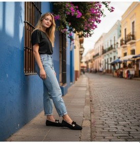 Resim Aska Shoes Shoes Günlük Tokalı Babet 2025aska002 Siyah 