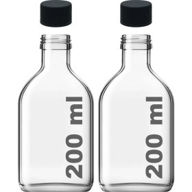 Resim Hepta Collection 200 ml Yassı Şeffaf Cold Brew Şişesi Plastik Siyah Kapaklı 200 cc Soğuk Kahve Cam Şişe 2 Adet 