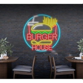 Resim Burger House Yazılı Ve Şekilli Neon Tabela Kırmızı 