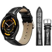 Resim Garmin Venu 3 / Vivoactive4 İçin 22mm Xdfind Bambu Doku Pin Toka Deri Saat Bandı Siyah 