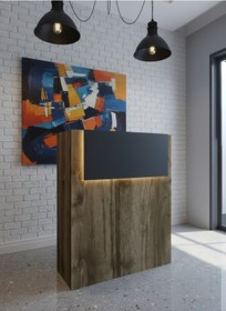 Resim Resital Ledli Karşılama Bankosu G-90 Cm Ofis Kasa Resepsiyon Masası Banko-003-2-4 