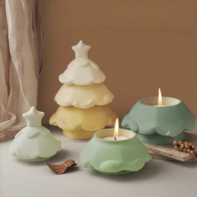Resim 1 adet 3D Noel Ağacı Kavanoz Silikon Kalıplar Noel Mum Kavanoz Reçine Kalıpları Noel Ağacı Şekilli Saklama Kutusu Reçine Kalıpları Yıldız Kapaklı Epoksi Kalıplar DIY Kil Şeker Kapları Alçı Takı Tutucu Sanat 