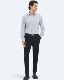 Resim Gri Regular Fit Dokuma Klasik Pamuk Karışımlı Gömlek Gri 