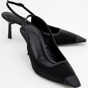 Resim Luvishoes Luvi Shoes Alive Siyah Saten Mat Burun Detaylı Kadın Topuklu Ayakkabı Saten Siyah 