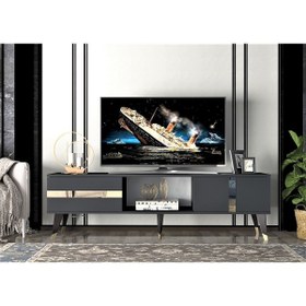 Resim DEMONTE DECOR Vania Tv Sehpası Antrasit-altın 