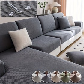 Resim Modern Çizgili Kanepe Kılıfı: Evcil Hayvan Dostu, Kaymaz ve Makinede Yıkanabilir L Şeklinde ve 1/2/3/4 Kişilik Kanepeler için, Noel Hediyesi 