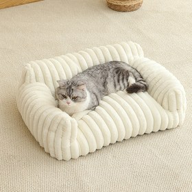 Resim 1 adet HOVICAED Peluş Kedi Kanepe Yatak - Yumuşak Polyester Evcil Hayvan Yatağı, Kabarık Tasarım, Tüm Mevsimler İçin Nefes Alabilir ve Rahat, Küçükten Büyük Kediler İçin İdeal, Uyku ve Rahatlamak İçin Şık İç Mekan Kedi Mobilyası, Kedi Yatağı, Rahat Kedi Yatağı, Modern Evcil Hayvan Mobilyası, Dayanıklı Evcil Hayvan Mobilyası 