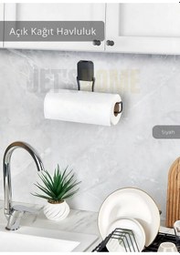 Resim Jet's Home Kağıt Havluluk Paslanmaz Peçetelik Çelik Banyo Havluluk Düzenleyici Siyah Siyah 