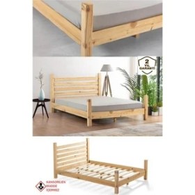 Resim Enjoy Life Çift Kişilik Doğal Masif Ahşap Karyola 