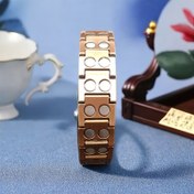 Resim 1 Adet Erkekler için Retro Tarzı Bronz Manyetik Bilezik - Çift Sıra Tasarım ile Dairesel Desenler, İş, Yoga, Günlük Kullanım ve Özel Günler İçin Dayanıklı Metal - Şık Moda Aksesuarı, Yoga Aksesuarı | Sofistike İşçilik 