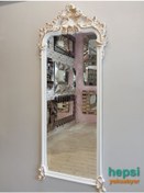 Resim Vintage Madam Model Beyaz Altın Renk Varaklı Boy Aynası (442907834) Beyaz 