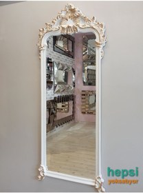 Resim Vintage Madam Model Beyaz Altın Renk Varaklı Boy Aynası (442907834) Beyaz 